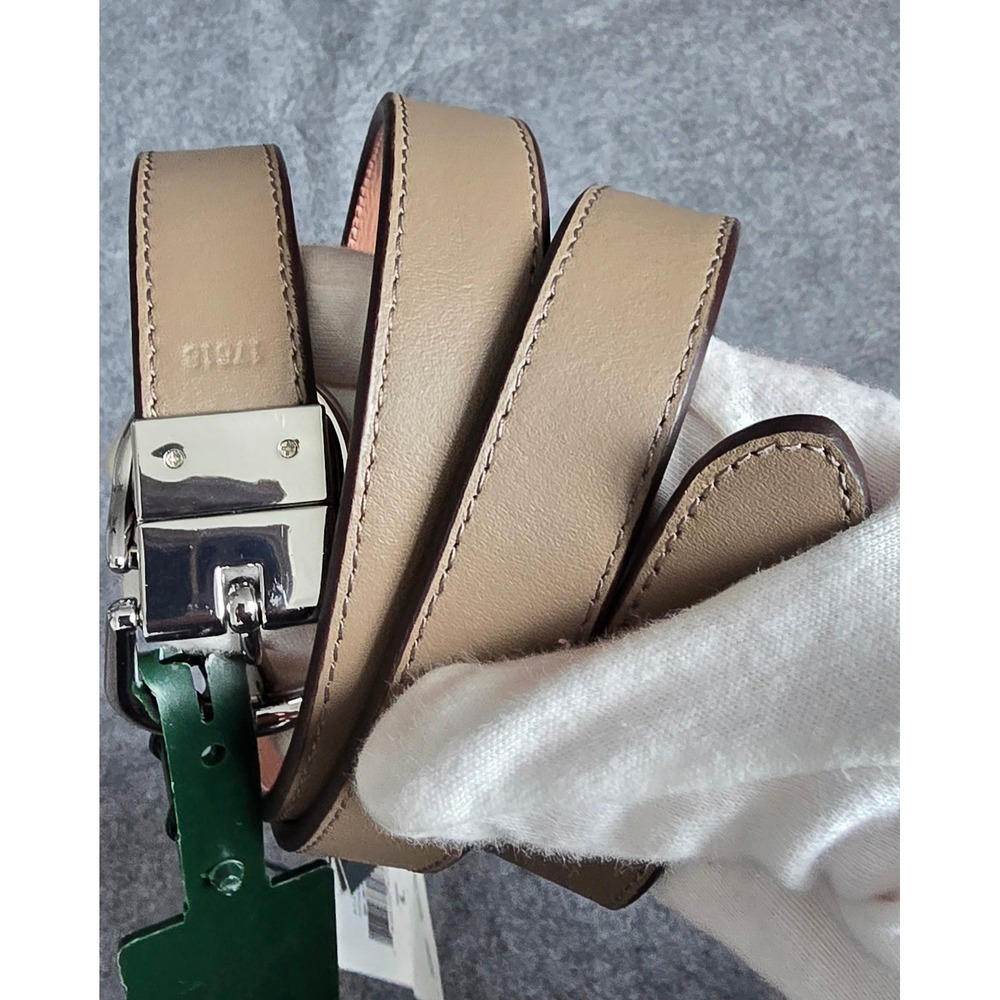 NWT Lauren Ralph Lauren Reversible Crosshatch Leather Belt Pink & Taupe Sz L - Picture 6 of 8